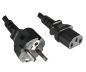 Preview: DINIC Netzkabel Schutzkontaktstecker gerade auf C13, schwarz